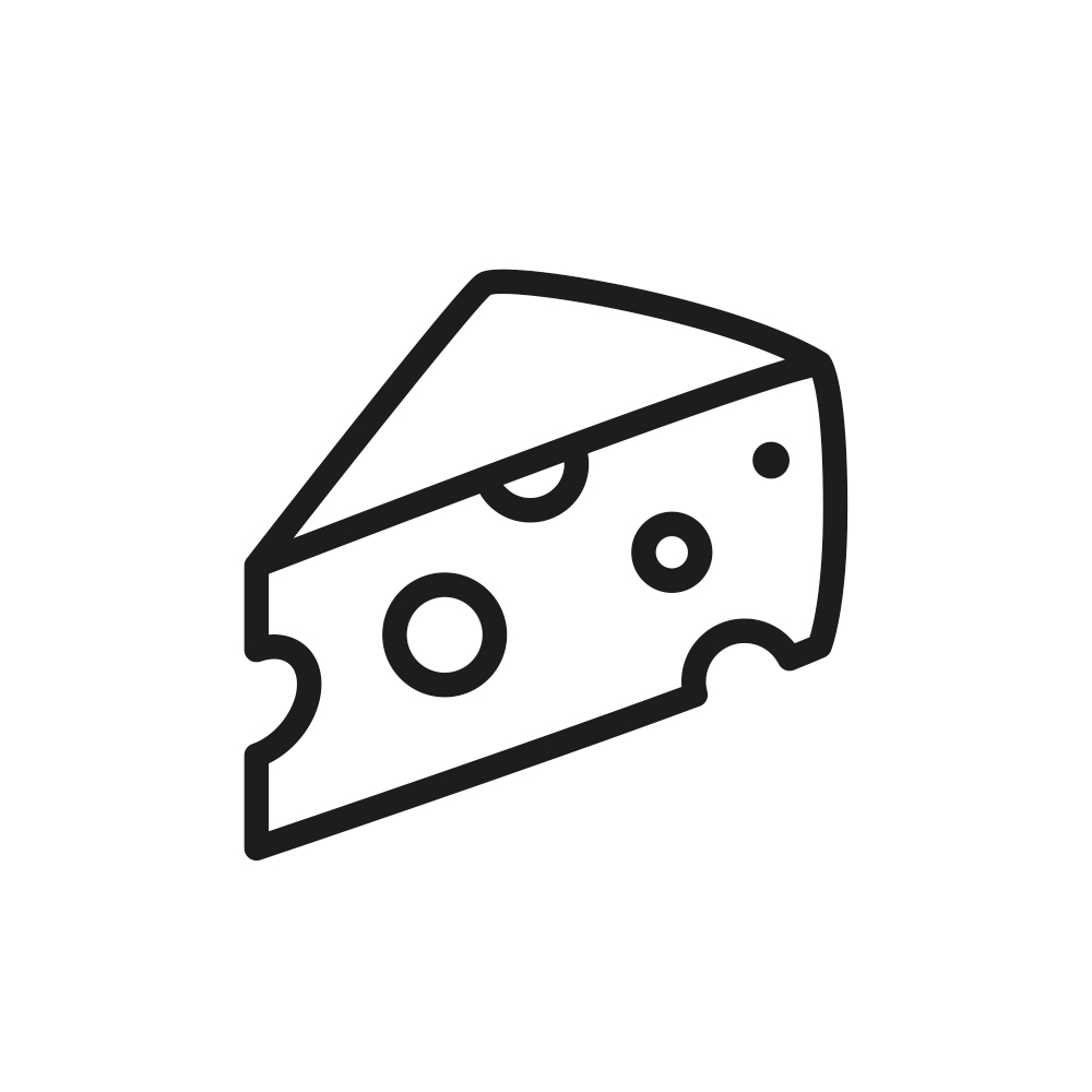 Illustrazione vettoriale di una fetta di formaggio, simbolo del comparto caseario nel food processing