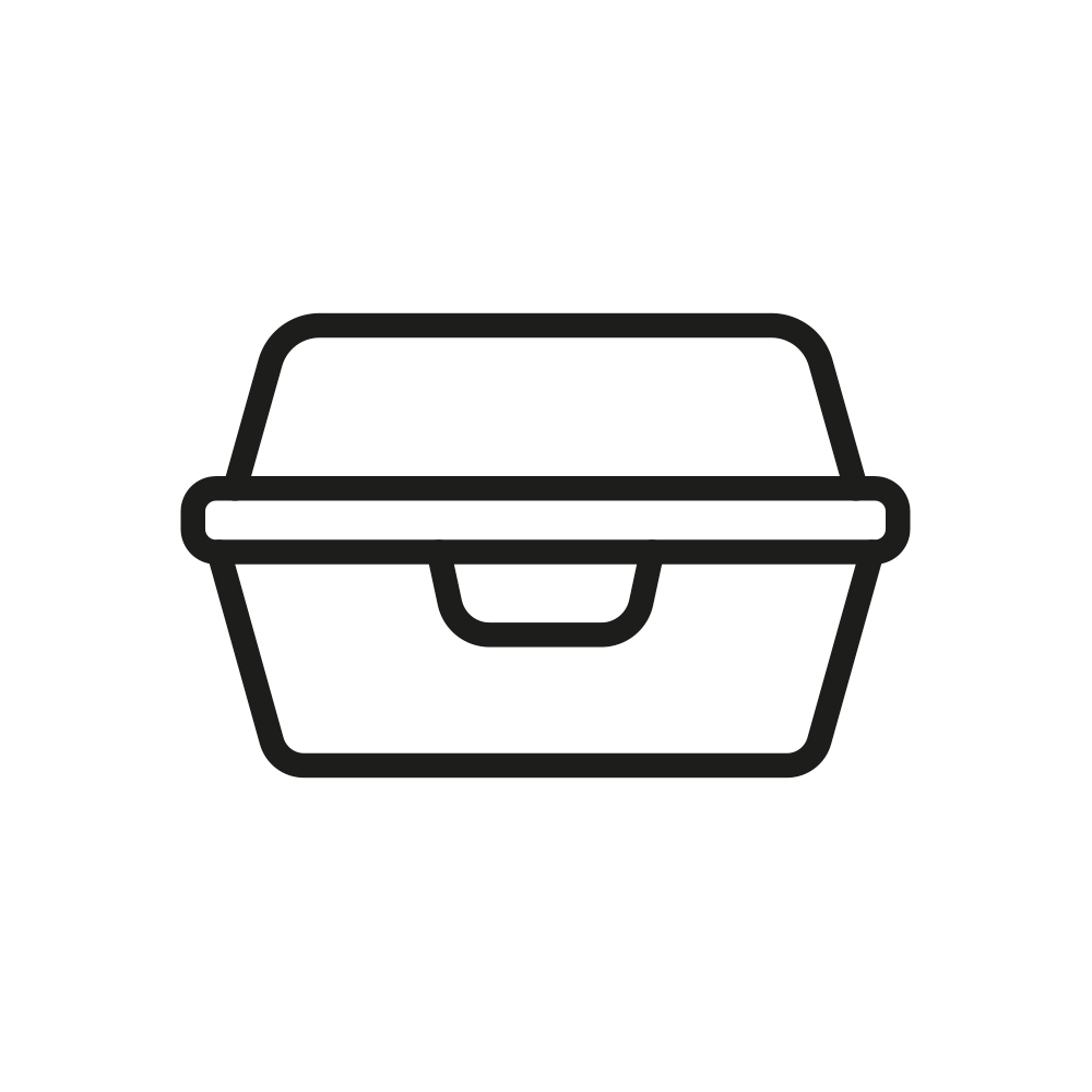 Contenitore per gastronomia da asporto, icona per il settore della gastronomia industriale